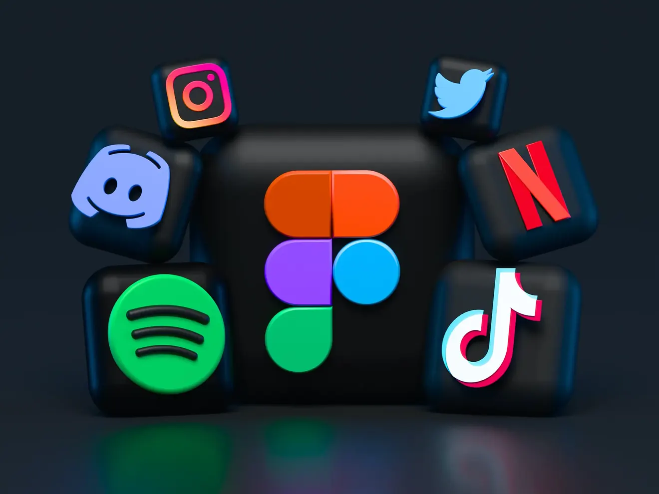 Symbole von Social-Media-Plattformen und Design-Werkzeugen