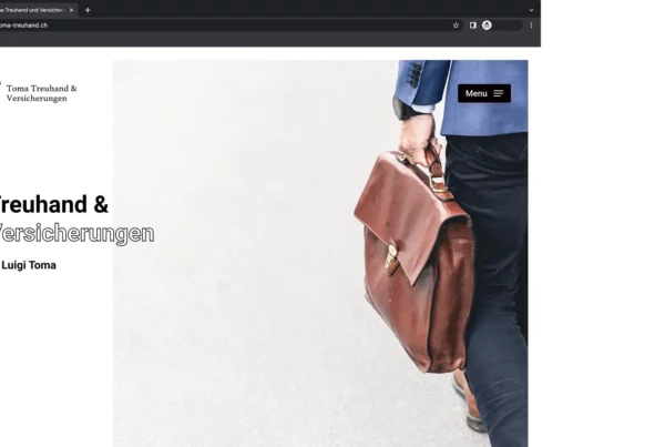 Das Webdesign von Toma Treuhand in der Desktopversion.